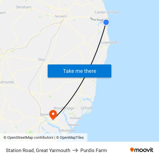 Station Road, Great Yarmouth to Purdis Farm map
