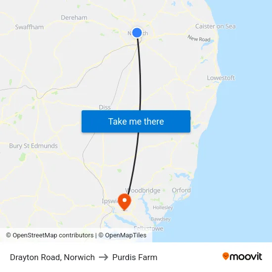 Drayton Road, Norwich to Purdis Farm map