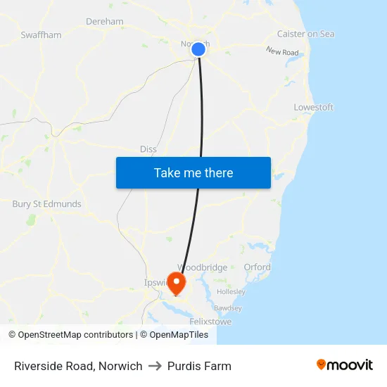 Riverside Road, Norwich to Purdis Farm map