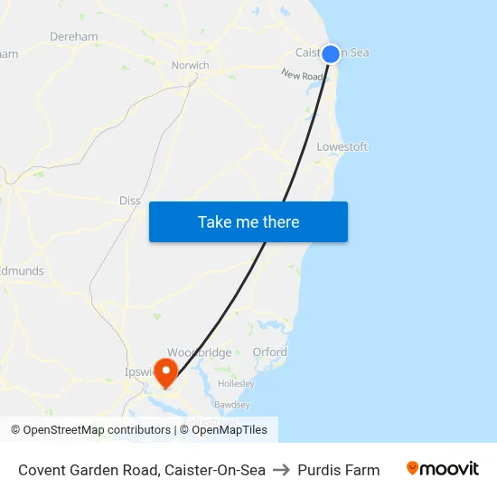Covent Garden Road, Caister-On-Sea to Purdis Farm map