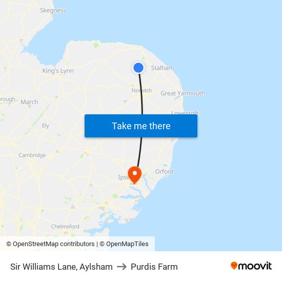 Sir Williams Lane, Aylsham to Purdis Farm map