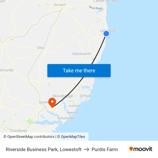 Riverside Business Park, Lowestoft to Purdis Farm map