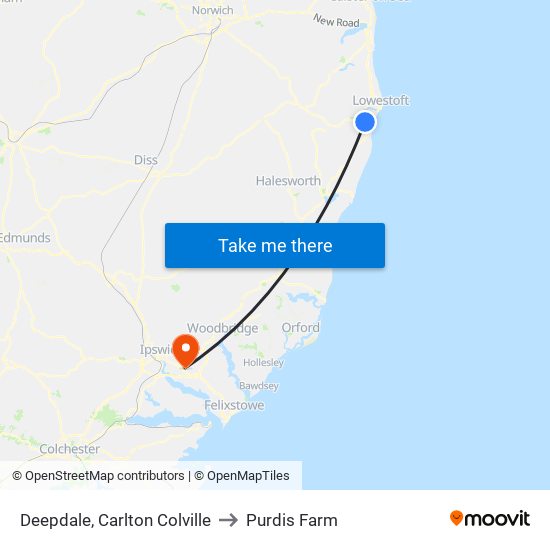 Deepdale, Carlton Colville to Purdis Farm map