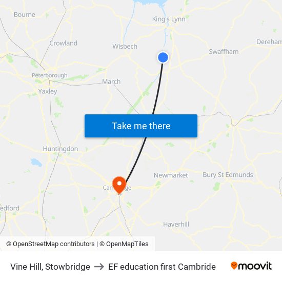 Vine Hill, Stowbridge to EF education first Cambride map