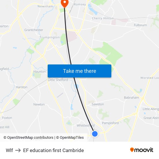 Wlf to EF education first Cambride map