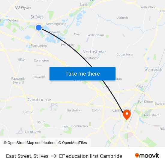 East Street, St Ives to EF education first Cambride map