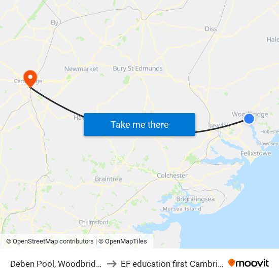 Deben Pool, Woodbridge to EF education first Cambride map