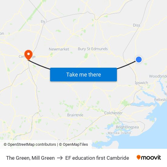 The Green, Mill Green to EF education first Cambride map