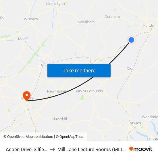 Aspen Drive, Silfield to Mill Lane Lecture Rooms (MLLR) map