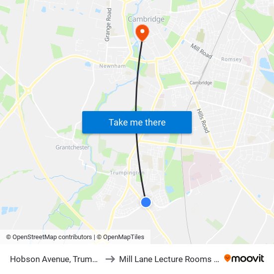 Hobson Avenue, Trumpington to Mill Lane Lecture Rooms (MLLR) map