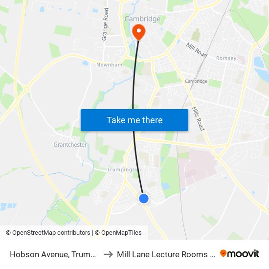 Hobson Avenue, Trumpington to Mill Lane Lecture Rooms (MLLR) map