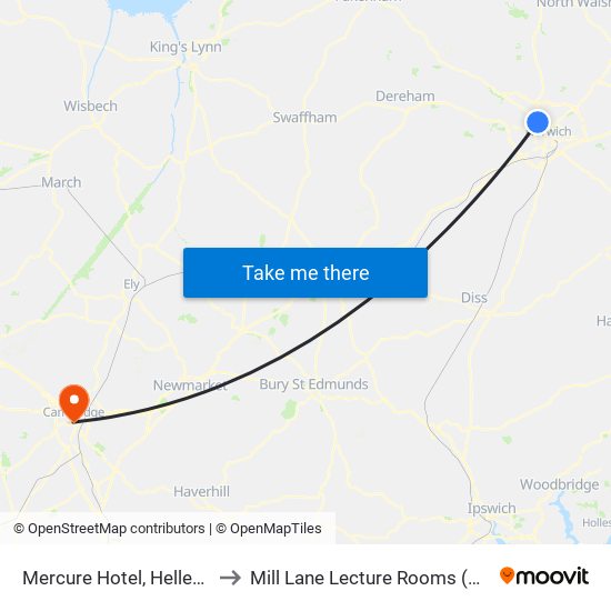 Mercure Hotel, Hellesdon to Mill Lane Lecture Rooms (MLLR) map