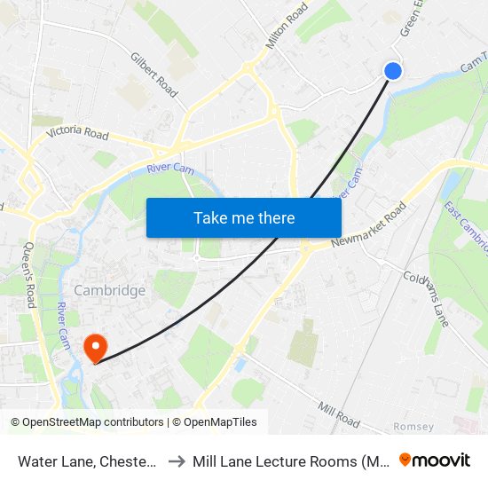 Water Lane, Chesterton to Mill Lane Lecture Rooms (MLLR) map