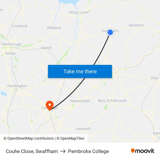 Couhe Close, Swaffham to Pembroke College map