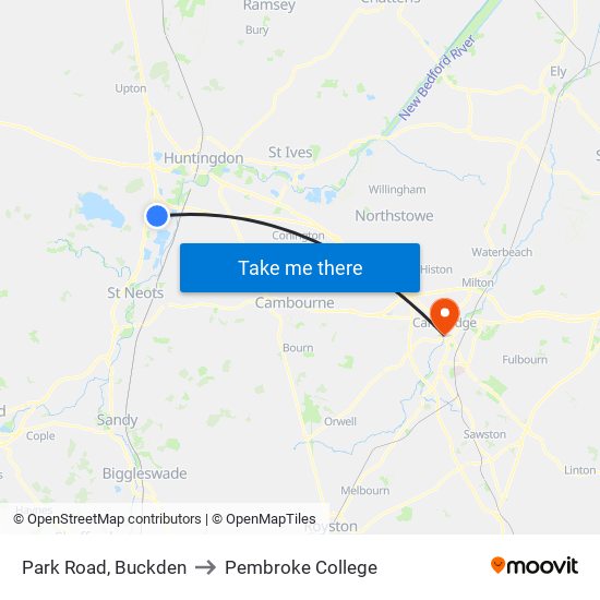 Park Road, Buckden to Pembroke College map