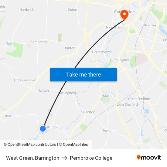 West Green, Barrington to Pembroke College map