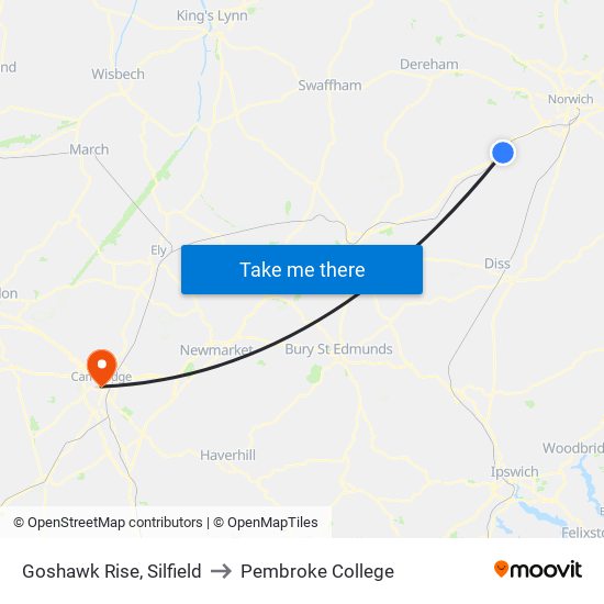 Goshawk Rise, Silfield to Pembroke College map