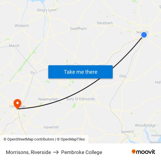 Morrisons, Riverside to Pembroke College map