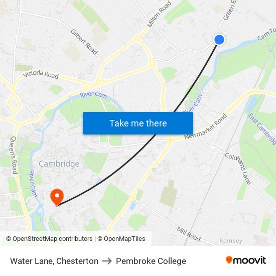 Water Lane, Chesterton to Pembroke College map