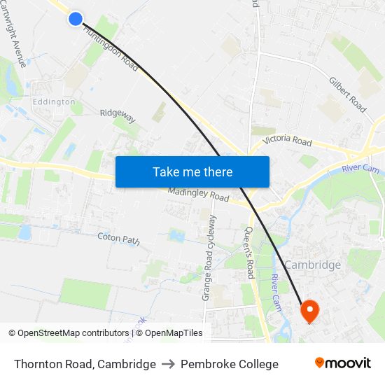 Thornton Road, Cambridge to Pembroke College map