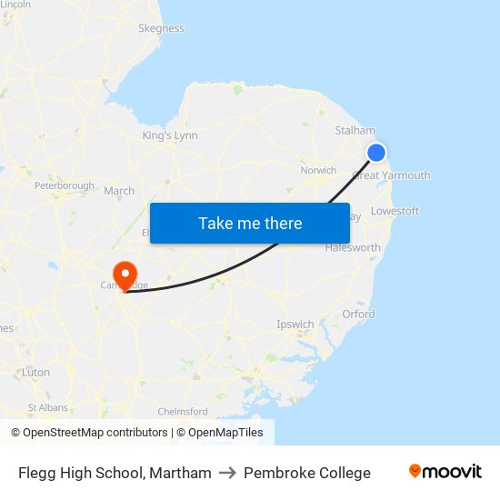 Flegg High School, Martham to Pembroke College map