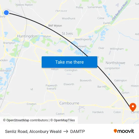 Senliz Road, Alconbury Weald to DAMTP map