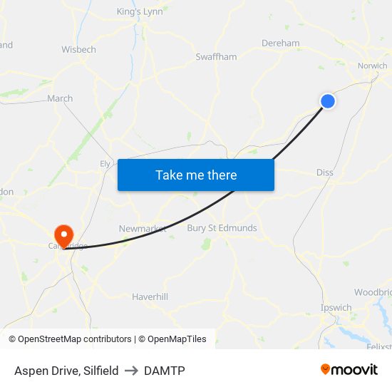 Aspen Drive, Silfield to DAMTP map