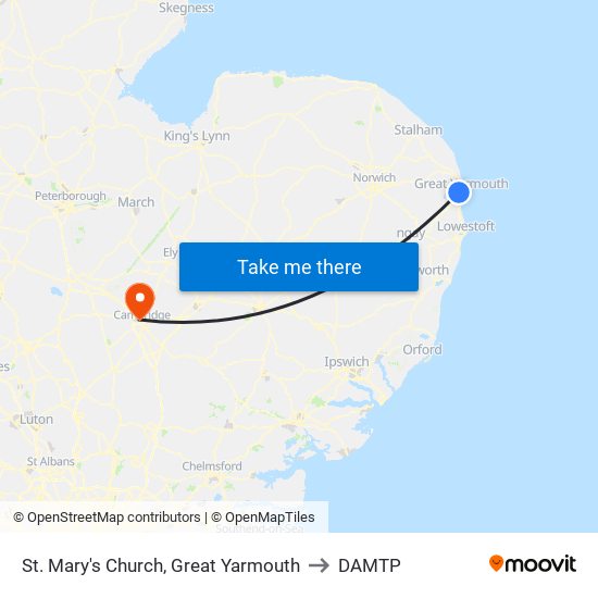 St. Mary's Church, Great Yarmouth to DAMTP map