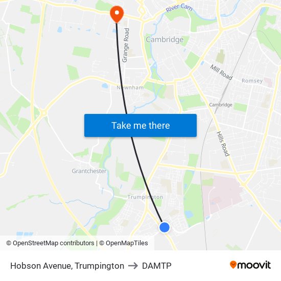 Hobson Avenue, Trumpington to DAMTP map