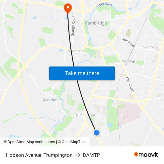 Hobson Avenue, Trumpington to DAMTP map