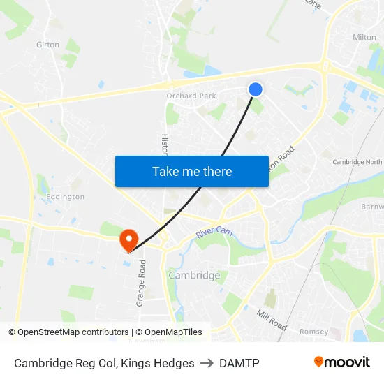 Cambridge Reg Col, Kings Hedges to DAMTP map