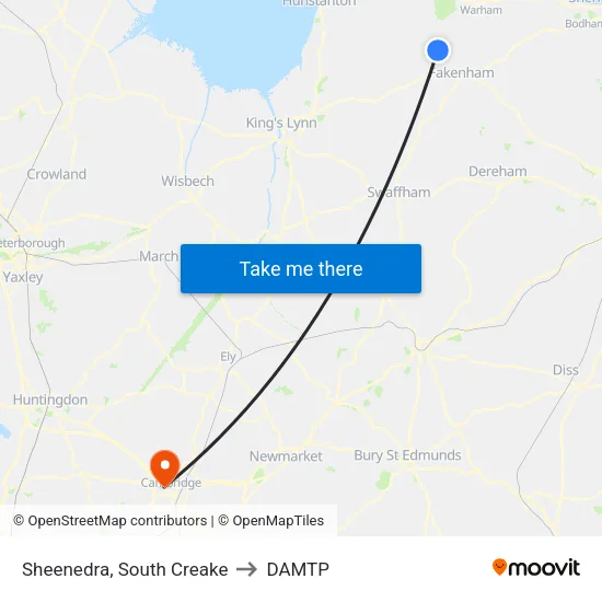 Sheenedra, South Creake to DAMTP map