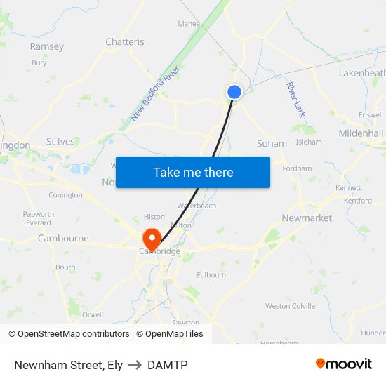 Newnham Street, Ely to DAMTP map