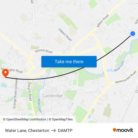 Water Lane, Chesterton to DAMTP map