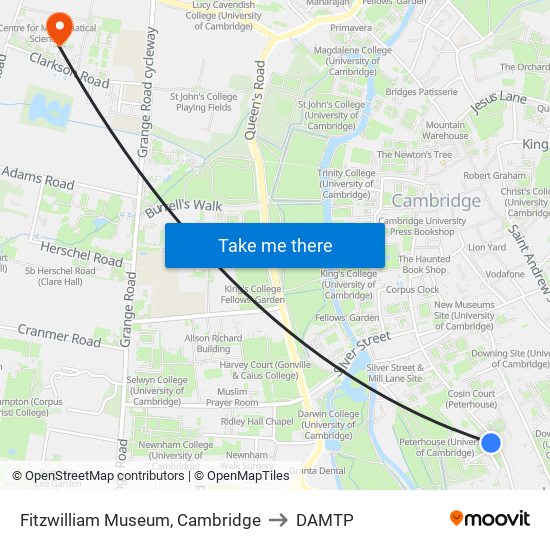 Fitzwilliam Museum, Cambridge to DAMTP map