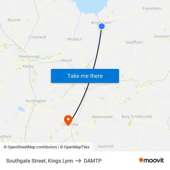 Southgate Street, Kings Lynn to DAMTP map
