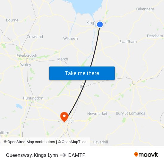 Queensway, Kings Lynn to DAMTP map