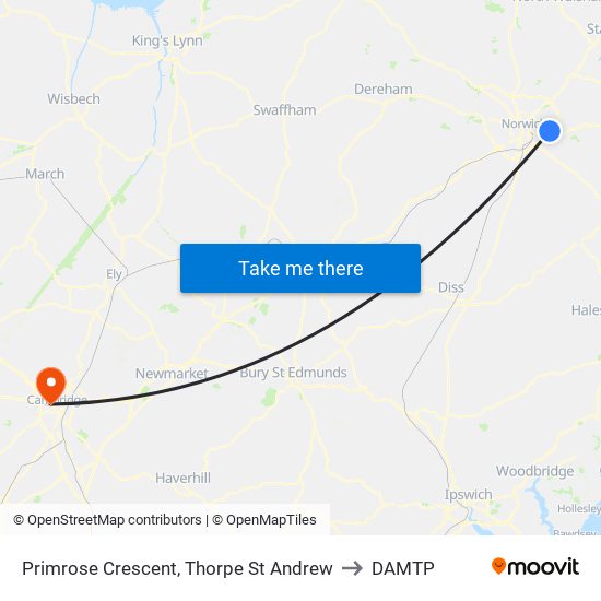 Primrose Crescent, Thorpe St Andrew to DAMTP map