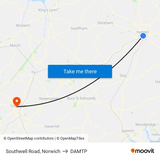 Southwell Road, Norwich to DAMTP map