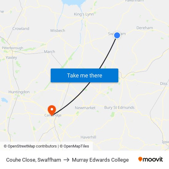 Couhe Close, Swaffham to Murray Edwards College map