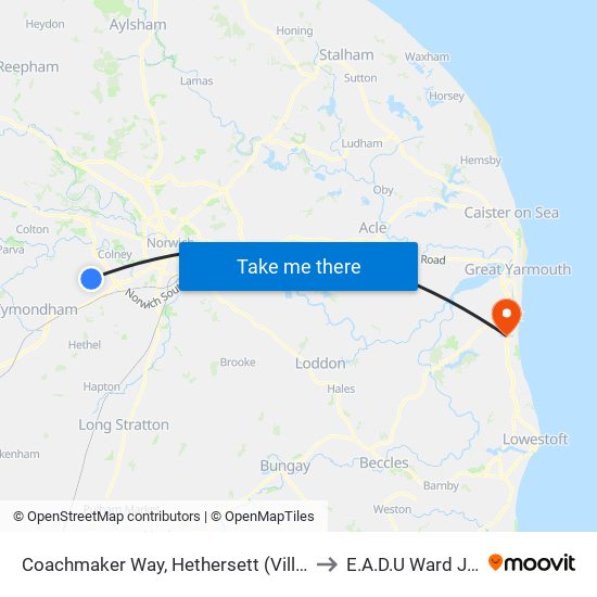 Coachmaker Way, Hethersett (Village) to E.A.D.U Ward JPH map