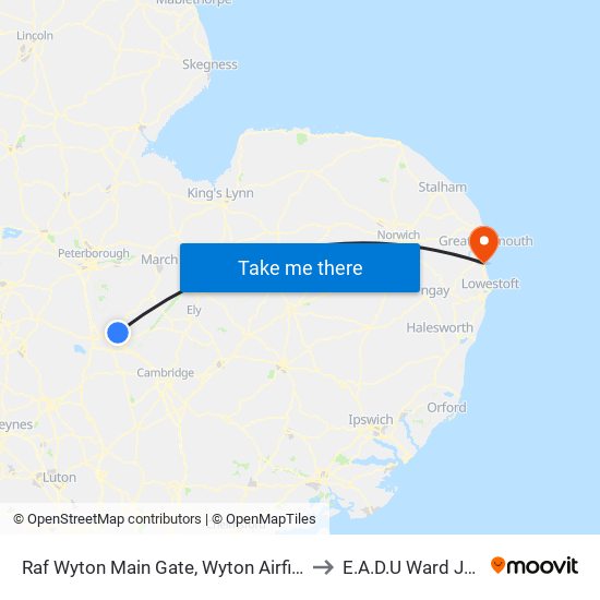 Raf Wyton Main Gate, Wyton Airfield to E.A.D.U Ward JPH map