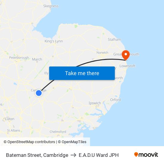 Bateman Street, Cambridge to E.A.D.U Ward JPH map