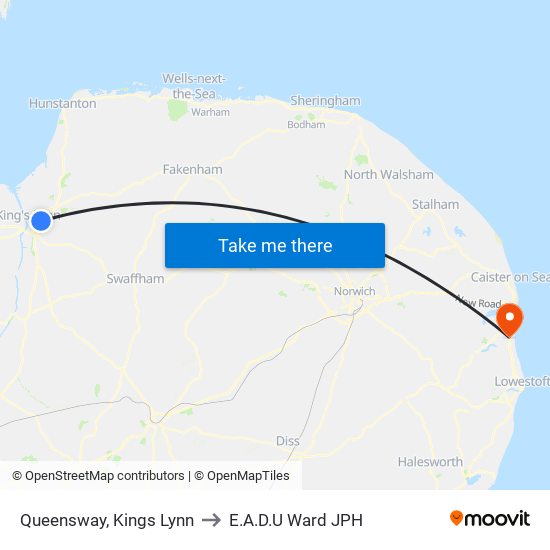 Queensway, Kings Lynn to E.A.D.U Ward JPH map