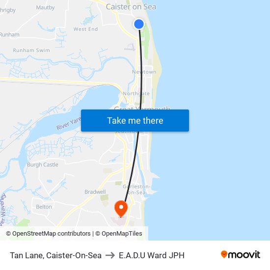 Tan Lane, Caister-On-Sea to E.A.D.U Ward JPH map