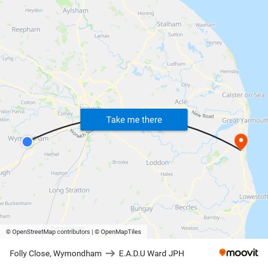 Folly Close, Wymondham to E.A.D.U Ward JPH map