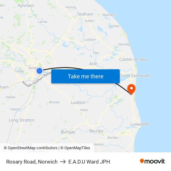 Rosary Road, Norwich to E.A.D.U Ward JPH map