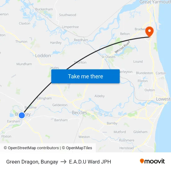 Green Dragon, Bungay to E.A.D.U Ward JPH map