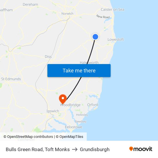 Bulls Green Road, Toft Monks to Grundisburgh map