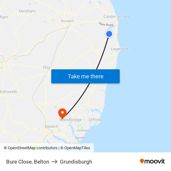 Bure Close, Belton to Grundisburgh map